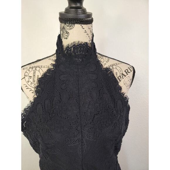 Free People Mini Dress M Harper Lace Halter Open Back OB915841 black Womens - Picture 3 of 15